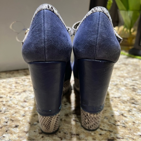 ❗️SALE❗️Jessica Simpson Royal Blue & Snakeskin Wedge Heels 9.5M - Picture 8 of 11